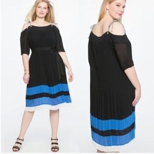 ELOQUII Cold Shoulder Pleated Colorblock Dress Size 20